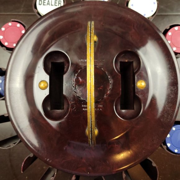 Vintage TURNIT MFG CO Poker Chip & Cards Caddy 1950s Marbled Bakelite with Chips - Picture 4 of 15